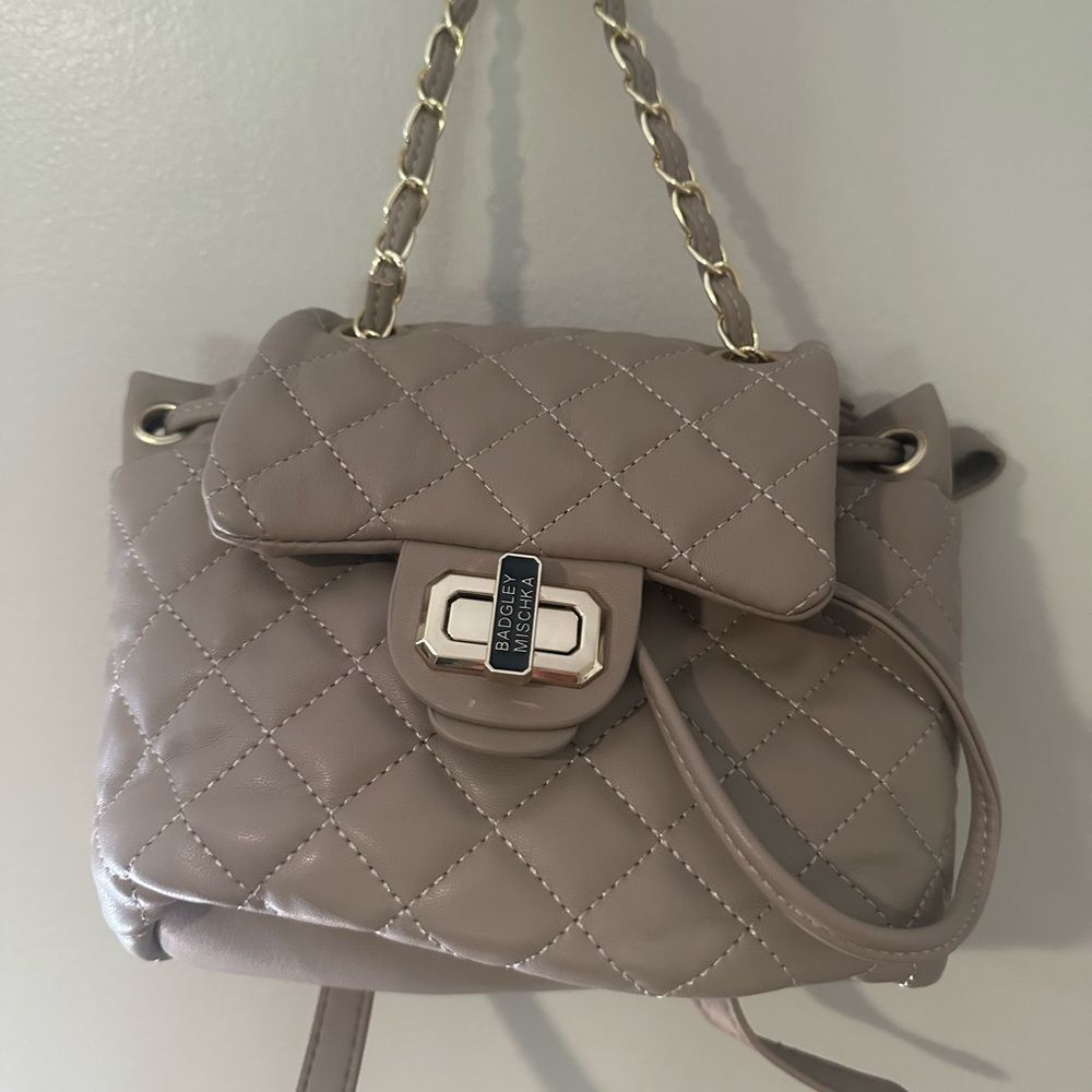 Tan Quilted Shoulder Bag /backpack with Chain Strap NWT